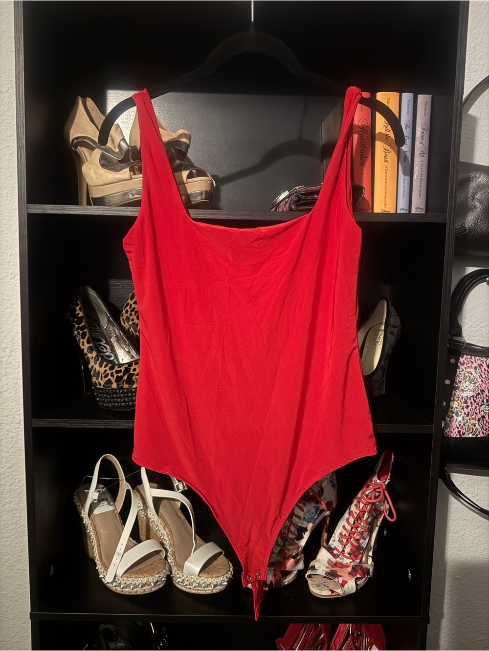 Popular Basics Red Scoop-Neck Bodysuit